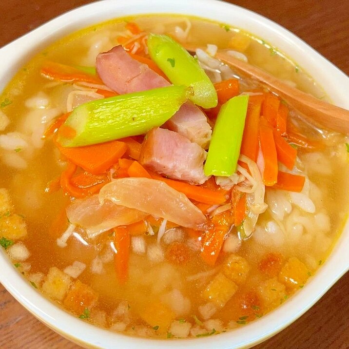 野菜炒めスープ丼